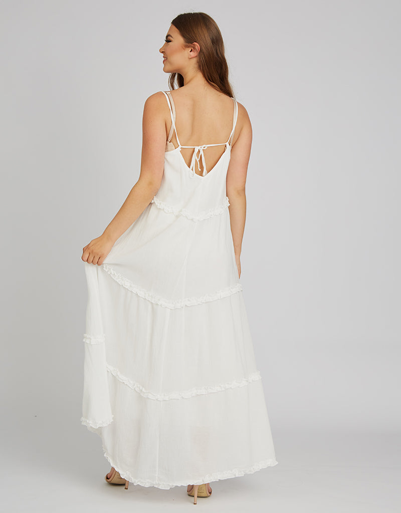 Elegant Halter Neck Linen Frill Dress for Women - Summer Beach Wedding Party Outfit