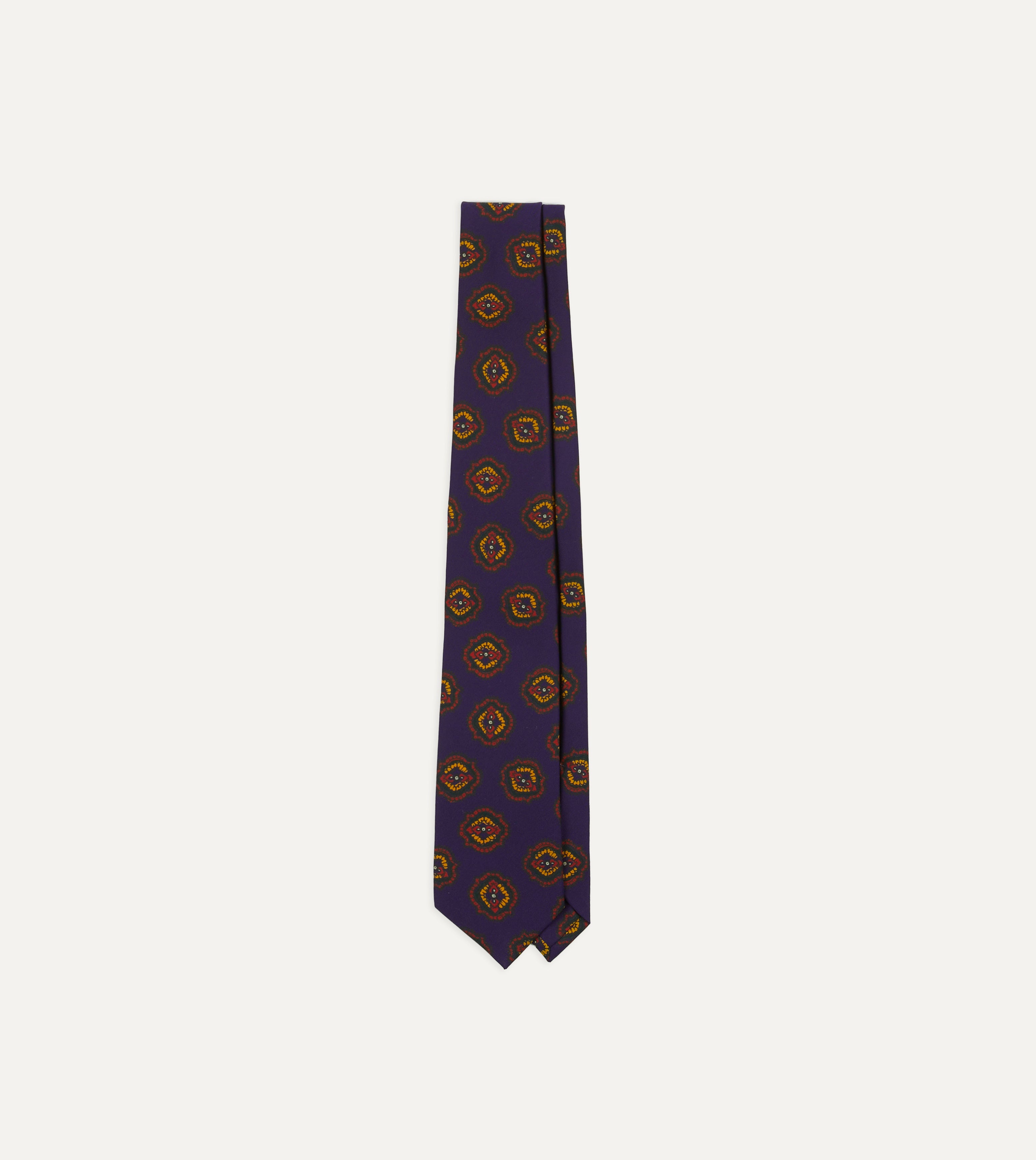 Elegant Purple Baroque Paisley 36oz Madder Silk Self-Tipped Necktie for Men - Perfect for Weddings, Business Meetings & Formal Occasions