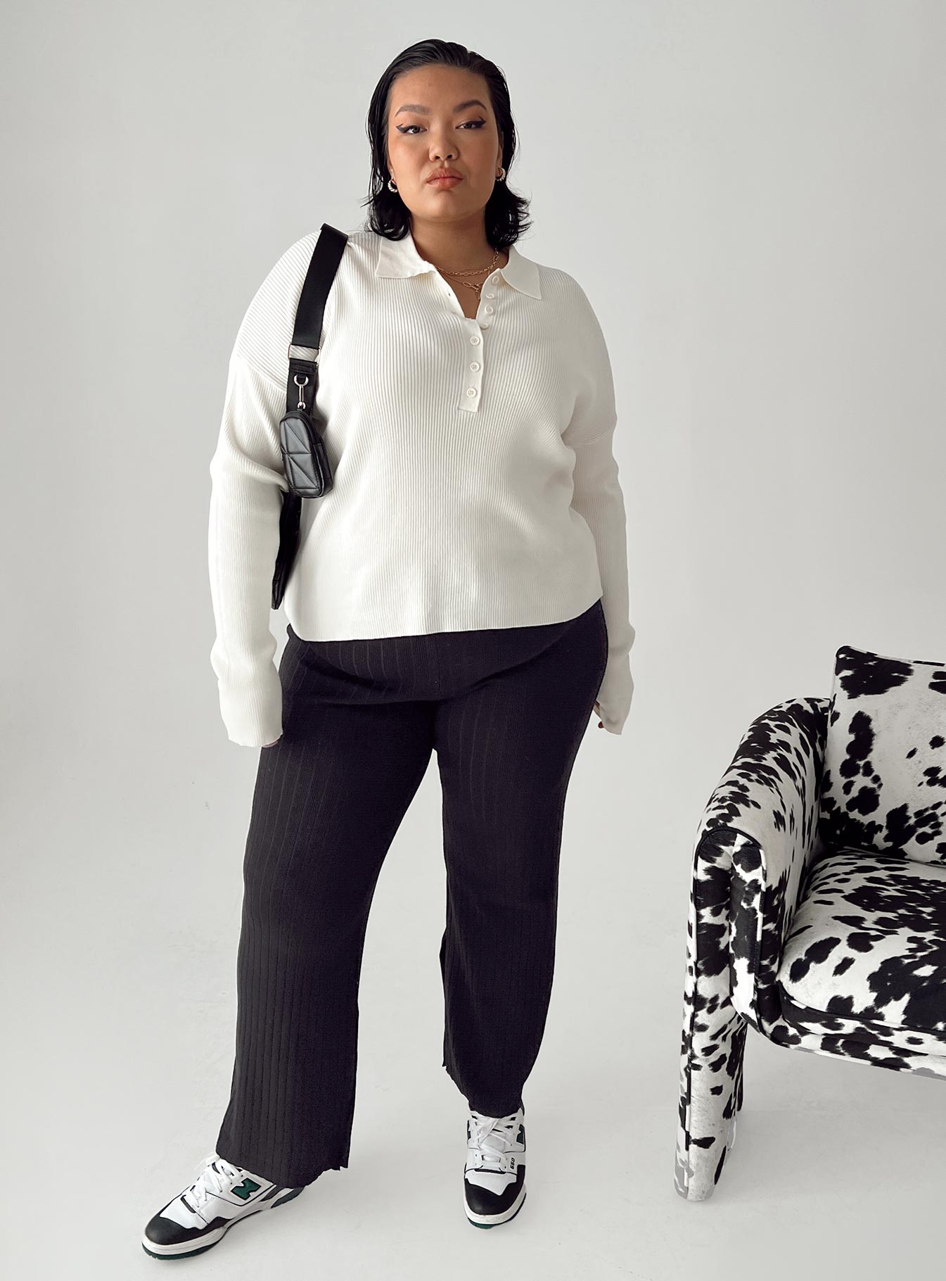 Allen Ribbed Pants for Women - High Waisted Stretch Comfortable Black Curvy Fit Pants - Perfect for Work, Casual Wear & Travel