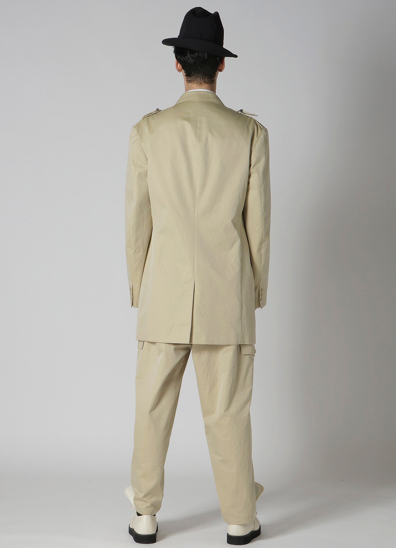 Premium Cotton Gabardine Jacket with Adjustable Shoulder Buckle & Peaked Lapel - Stylish Men's Outerwear for Business Casual & Office Wear