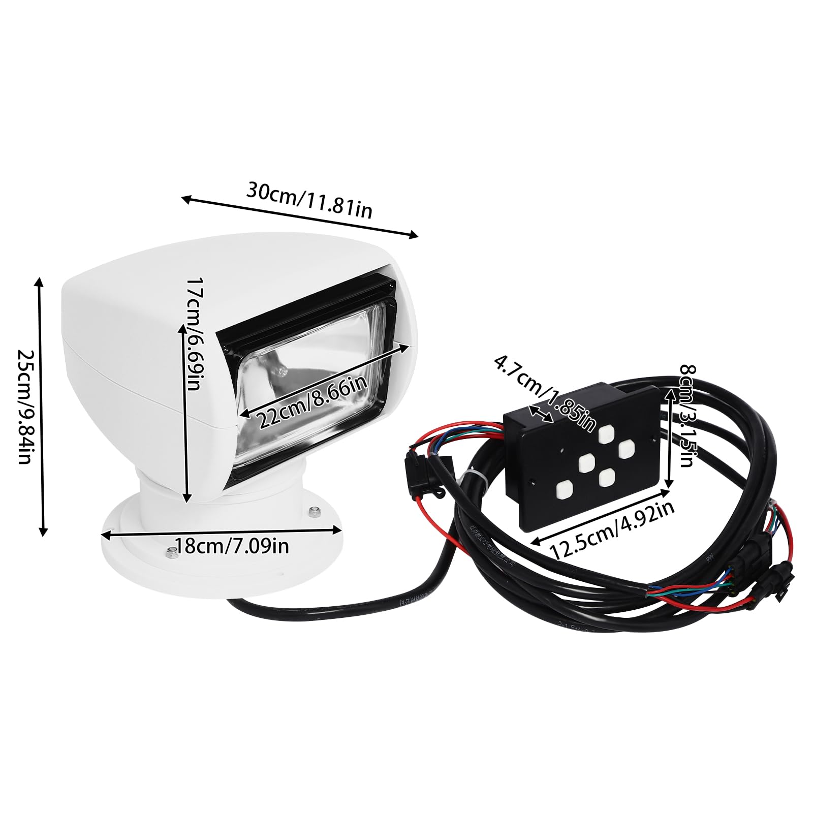 100W Marine Halogen Spotlight - Remote Control Boat Search Light for Boats, Trucks & Cars | Waterproof Navigation Light for Night Fishing, Docking & Emergency Use