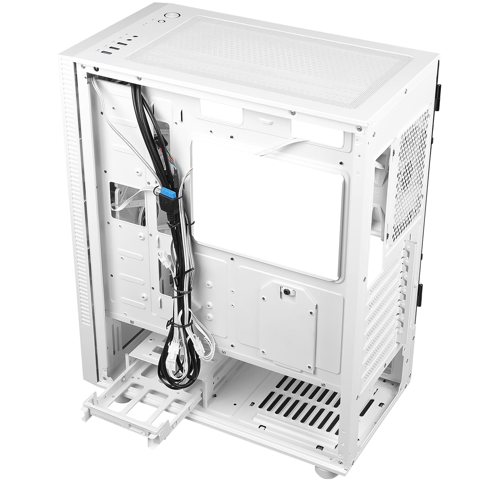 Antec NX410 White ATX Mid Tower PC Case with Tempered Glass Side Panel - 2x140mm Front & 1x120mm ARGB Rear Fans Pre-Installed - Gaming Computer Case for Home & Office Builds
