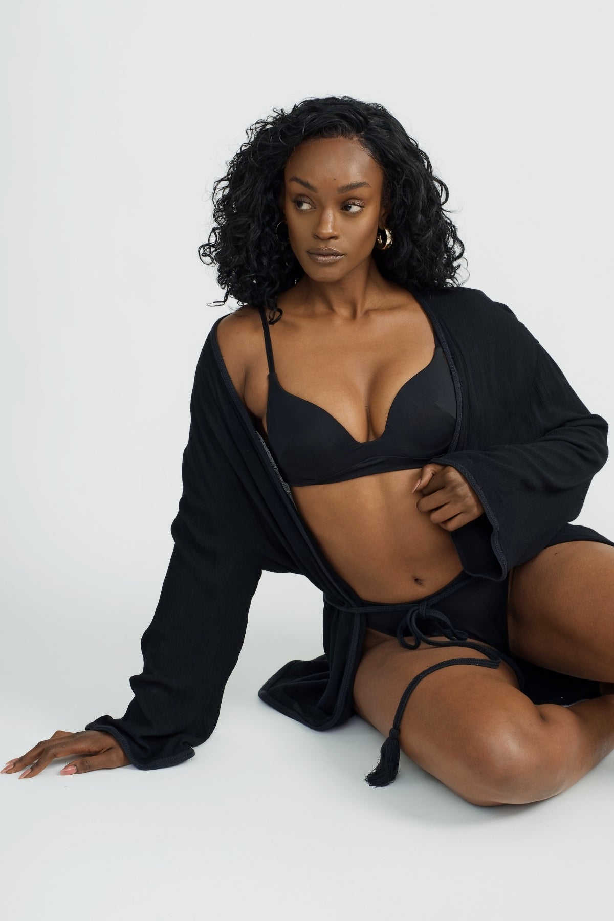 Arlo Robe for Women - Soft & Comfortable Black Bathrobe - Perfect for Spa, Lounge & Relaxation at Home