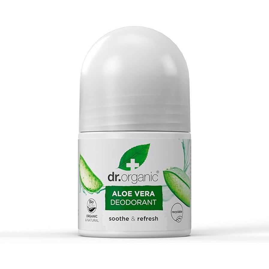 Dr.Organic Aloe Vera Deodorant Roll On for Women & Men - 50ml Natural & Aluminum-Free - Fresh & Long-Lasting Protection - Ideal for Sensitive Skin & Daily Use