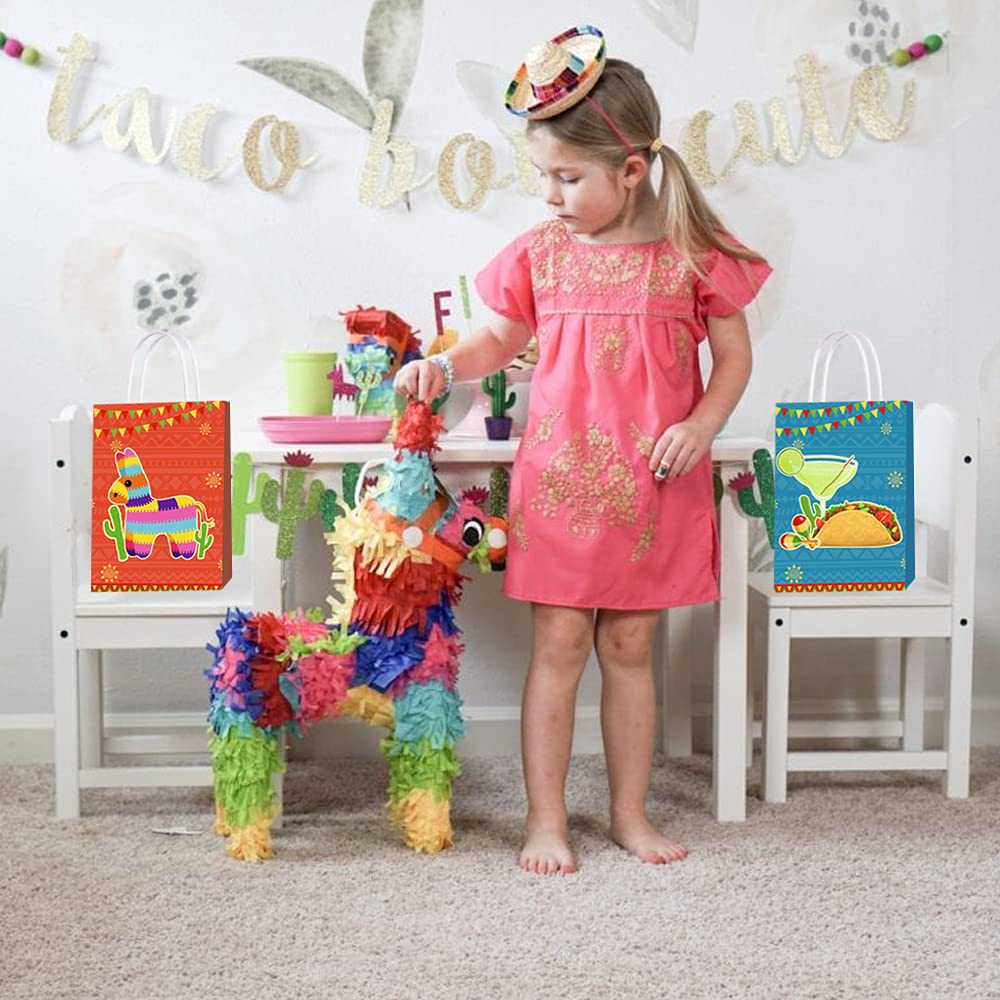 12 Pcs Fiesta Gift Bags - Cinco De Mayo, Birthday Party Favors, Mexican Themed Bridal Shower Supplies (4 Styles) - Perfect for Themed Parties, Celebrations & Festive Events