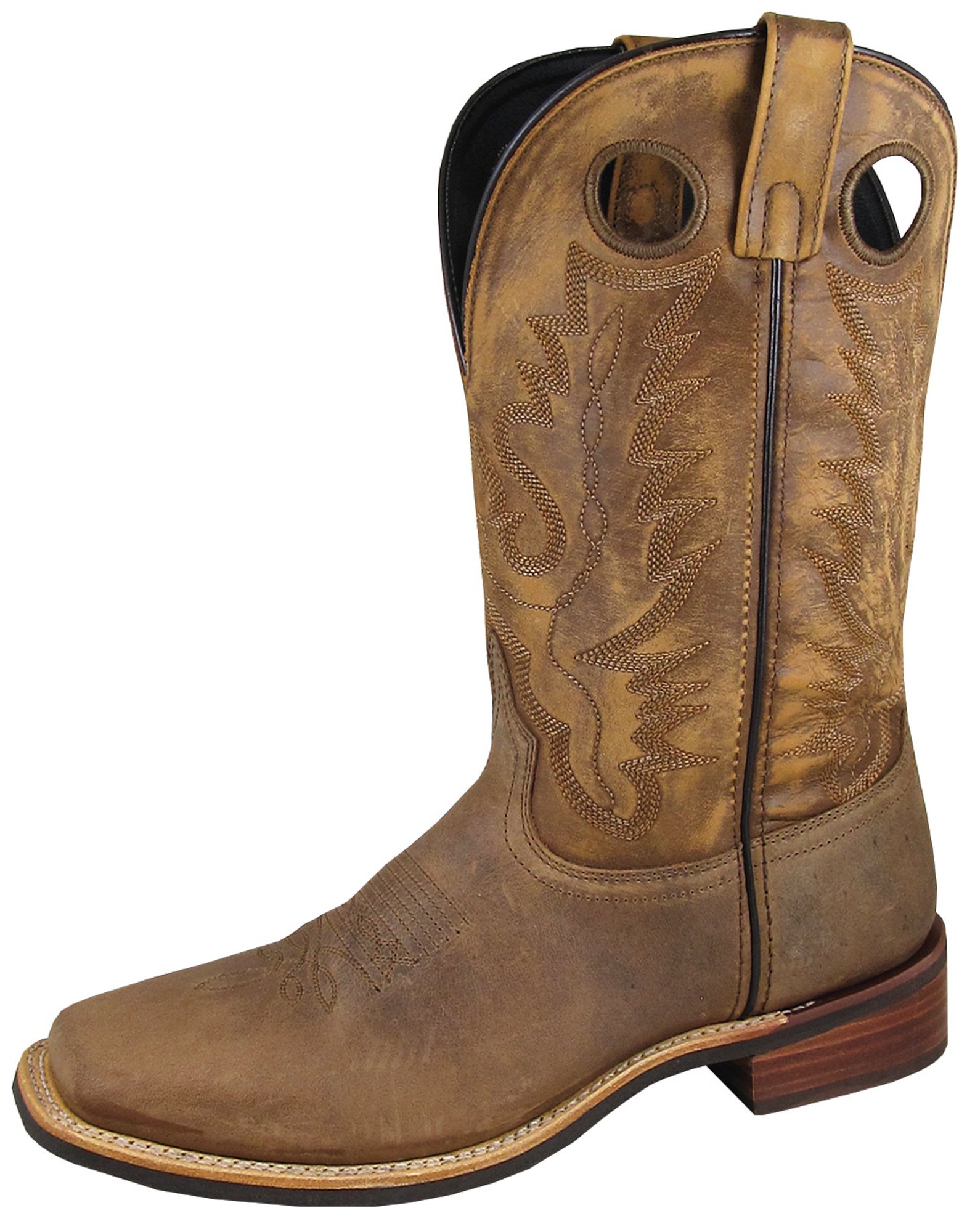 Smoky Mountain Boots - Landry Series Men's Western Boots, Square Toe Genuine Leather Cowboy Boots with Rubber Sole & Block Heel | Durable Man-Made Lining & Leather Footbed | Steel Shank & PVC Welt for Support | Perfect for Rodeo, Country Dancing & Outdoor Work