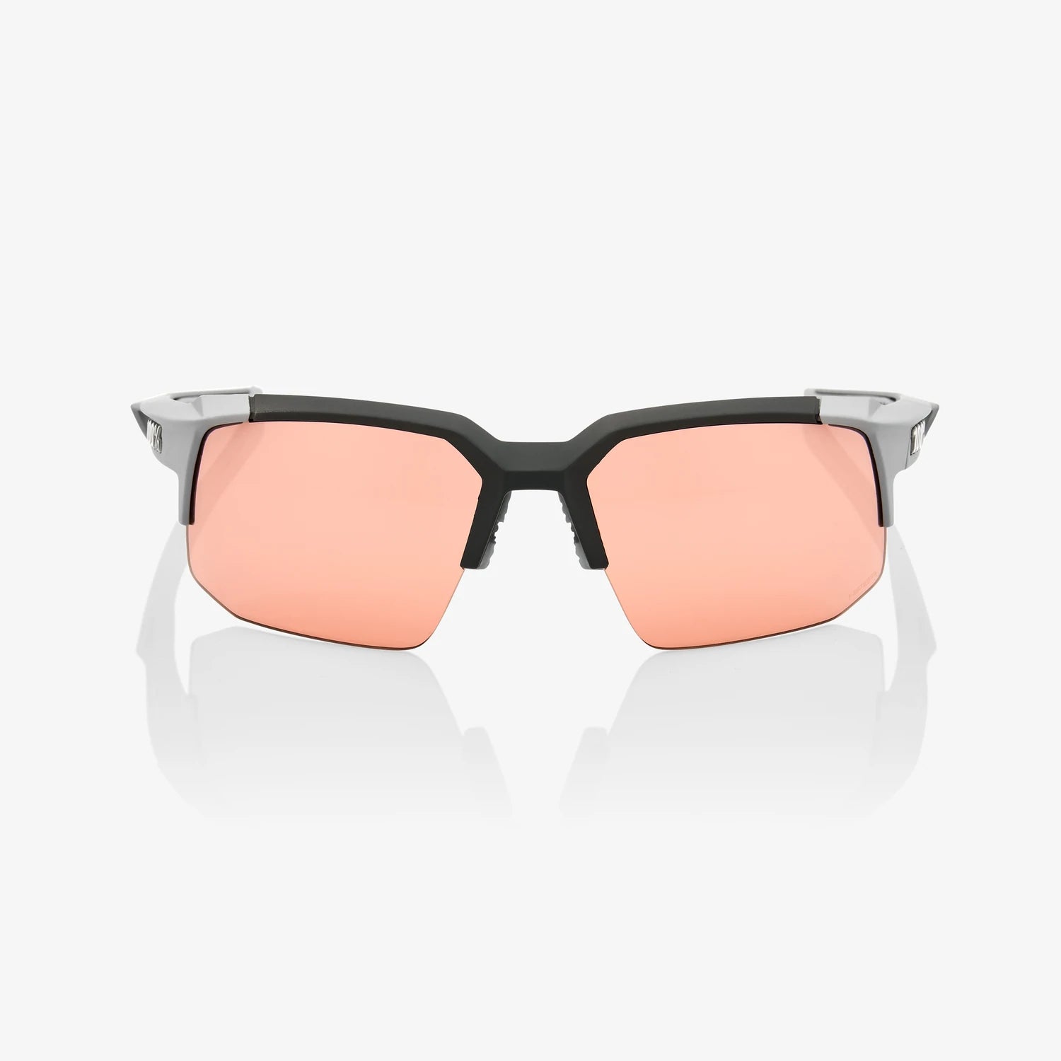 100% Speedcoupe Sunglasses - Soft Tact Stone Grey Frame & Hiper Coral Lens - UV Protection for Running, Cycling, and Outdoor Sports