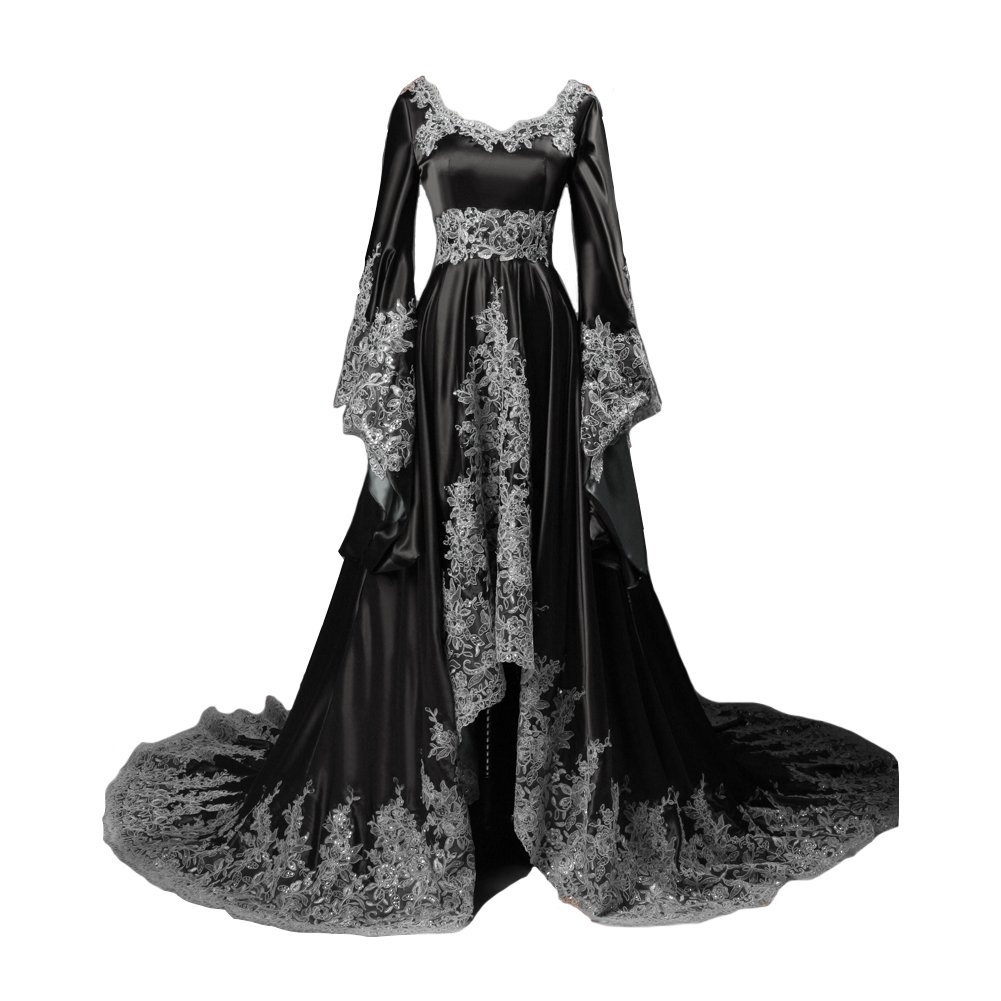 Lemai Vintage Long Sleeve Formal Evening Gown | A-Line Women's Gothic Dress for Prom, Wedding & Special Occasions