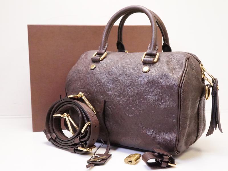 Authentic Pre-Owned Louis Vuitton Monogram Empreinte Speedy 25 Bandouliere Handbag M40761 - Brown Leather Crossbody & Shoulder Bag for Women | Luxury Travel & Everyday Use