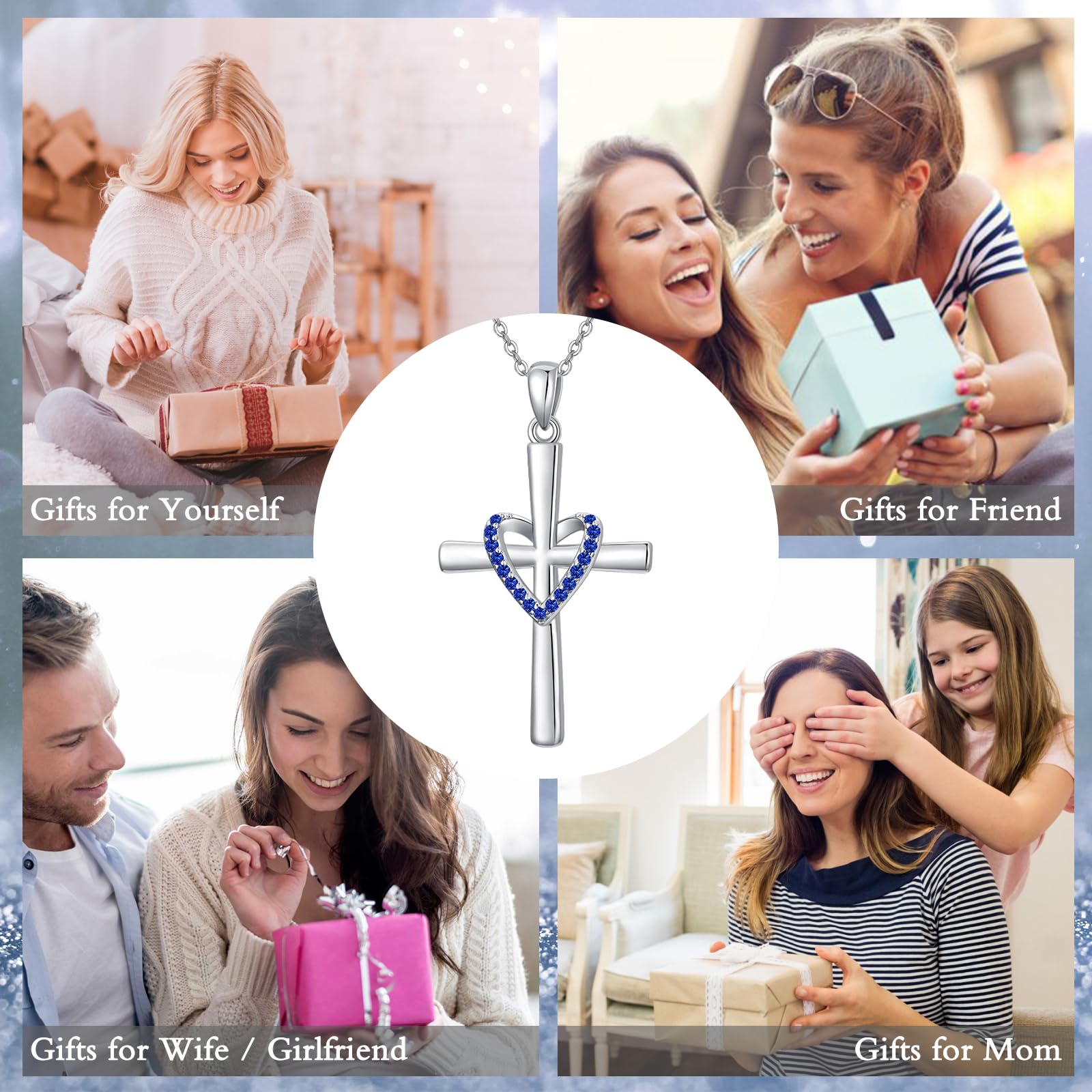 925 Sterling Silver Birthstone Cross Pendant Necklace for Women - Christian Jewelry Gift for Her, Daughter, Wife | Perfect for Christmas, Birthday & Special Occasions