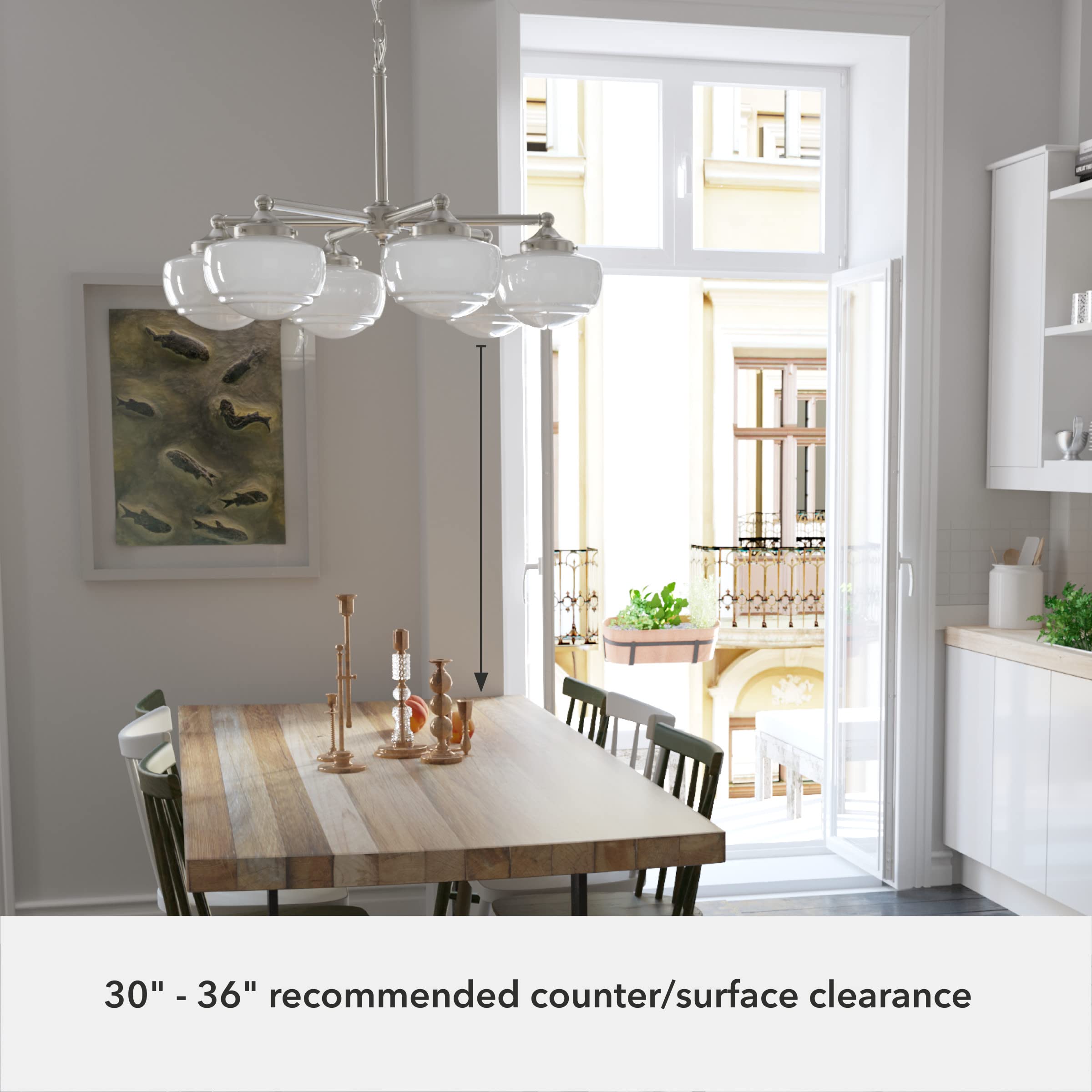 Hunter Fan Company 19062 Saddle Creek 5-Light Chandelier in Brushed Nickel - Elegant Ceiling Light Fixture for Dining Room, Living Room & Bedroom