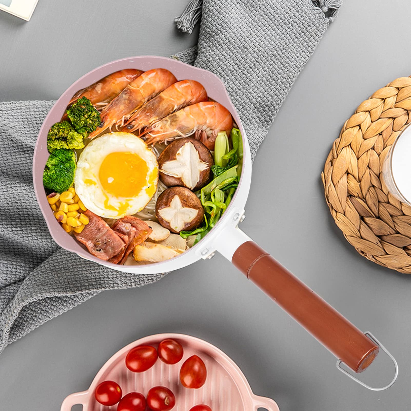 Hemoton Aluminum Snow Pan with Handle - 3QT Saucepan for Soup, Baby Food & Cooking - Non-Stick Stockpot for Kitchen, Complementary Food & Meal Prep - Perfect for Home, Restaurant & Camping Use