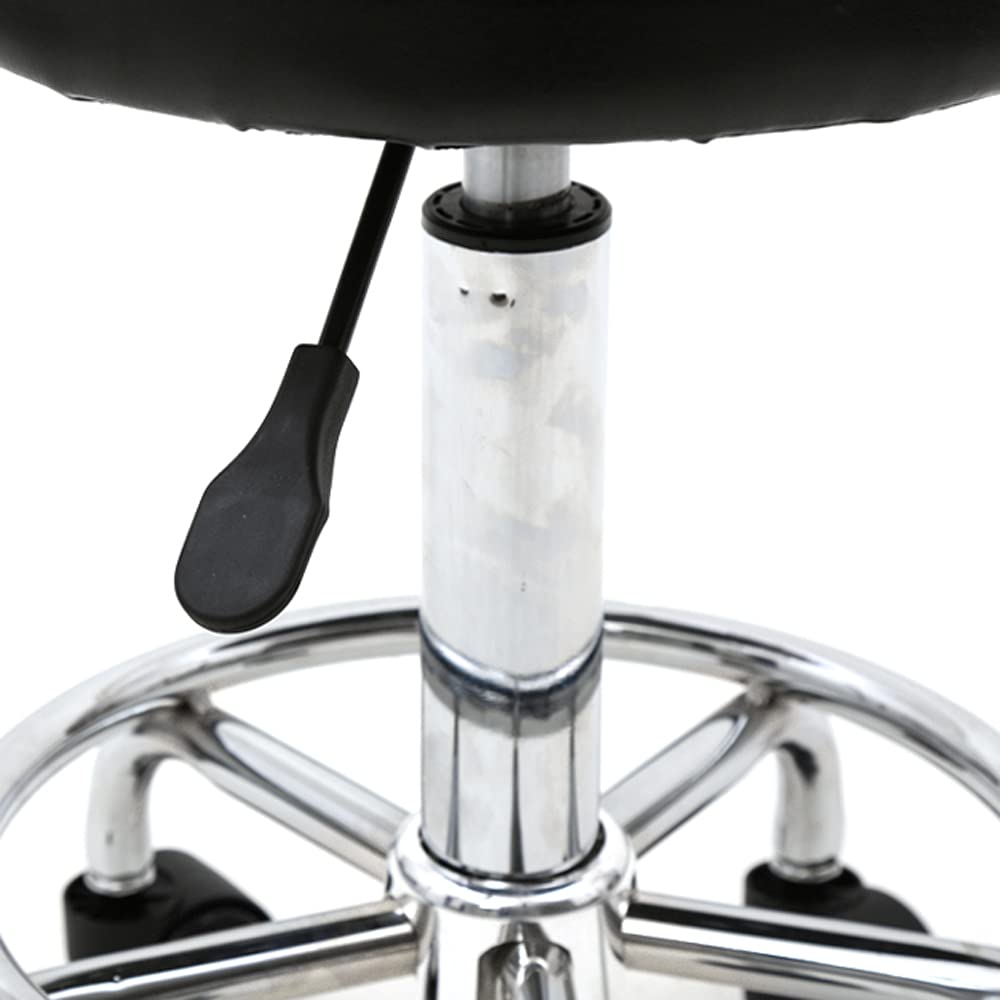 Adjustable Rolling Guitar Stool Chair - Swivel Office Stool for Bedroom, Salon, Spa, Massage & Beauty Desk - Black 34 x 34 x 83.5CM - Perfect for Musicians, Home Office & Professional Use