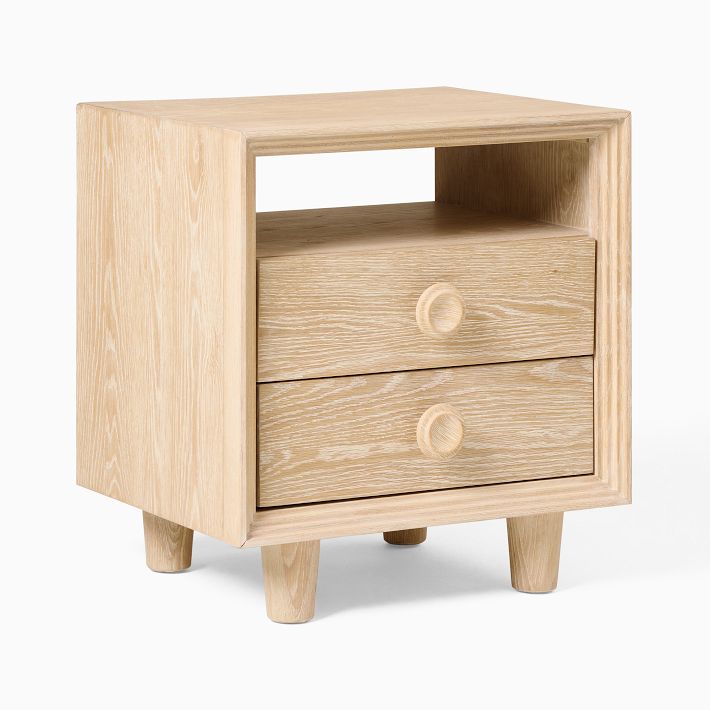 Handmade Designer Wooden Nightstand - Natural Color Bedside Table with 1 Shelf & 2 Drawers - Perfect for Bedroom, Living Room, or Office Storage