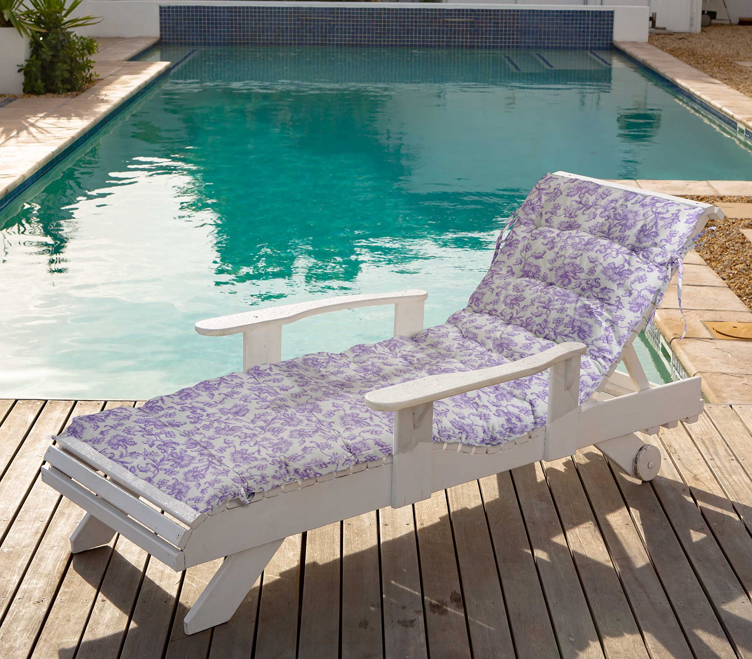 Printed Rocking Chair Sofa Cushion with Ties - Quilted Thick Padded Seat Cushion for Chaise Recliner, Garden, Outdoor Terrace & Bench - 74 x 23 Inches Dusty Purple - Perfect for Patio Furniture, Sunroom Decor & Backyard Relaxation