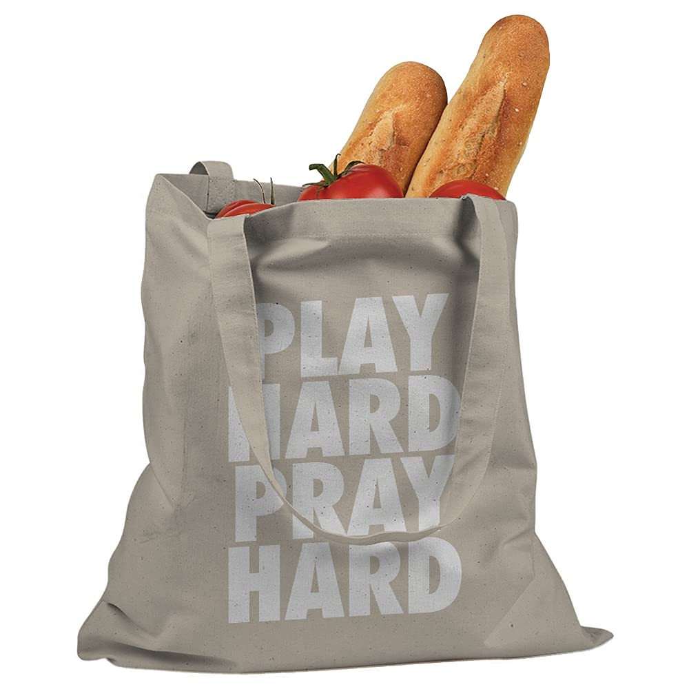 Play Hard Pray Hard Cotton Canvas Tote Bag - Durable & Stylish Reusable Shopping Bag for Women - Perfect for Groceries, Beach, Gym & Everyday Use