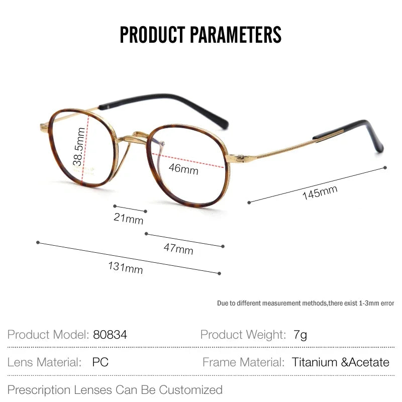 Aror Women's Full Rim Polygon Oval Titanium Acetate Eyeglasses 80834 - Lightweight & Durable Frame for Work, Reading & Fashion