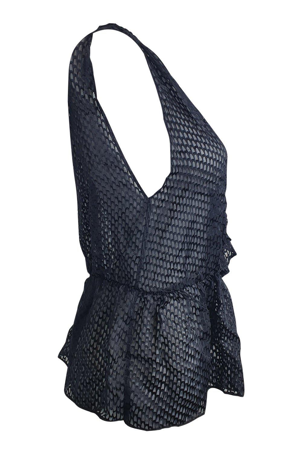 IRO Ilen Black Silk Blend Sleeveless Sheer Blouse Women's Size FR 40 - Perfect for Evening Parties, Date Nights & Office Wear