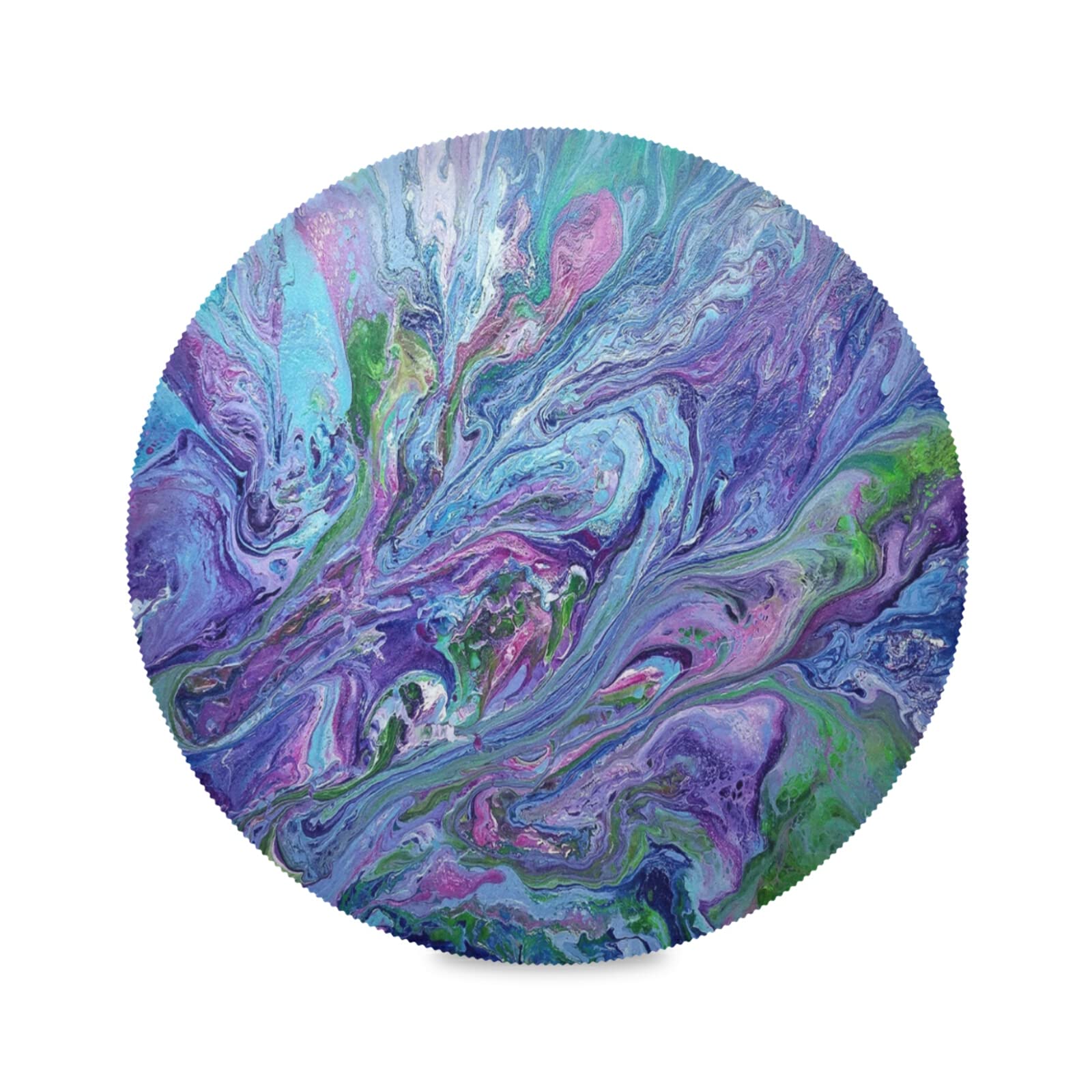 1PC Marble Swirl Lavender Round Placemat - Heat-Resistant Dining Table Mat (15.4