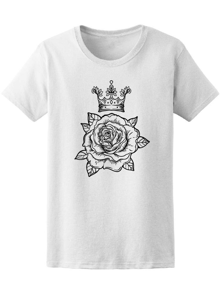Queen Rose with Crown T-Shirt for Women - Elegant Floral Graphic Tee for Casual Wear, Date Night & Everyday Outfits