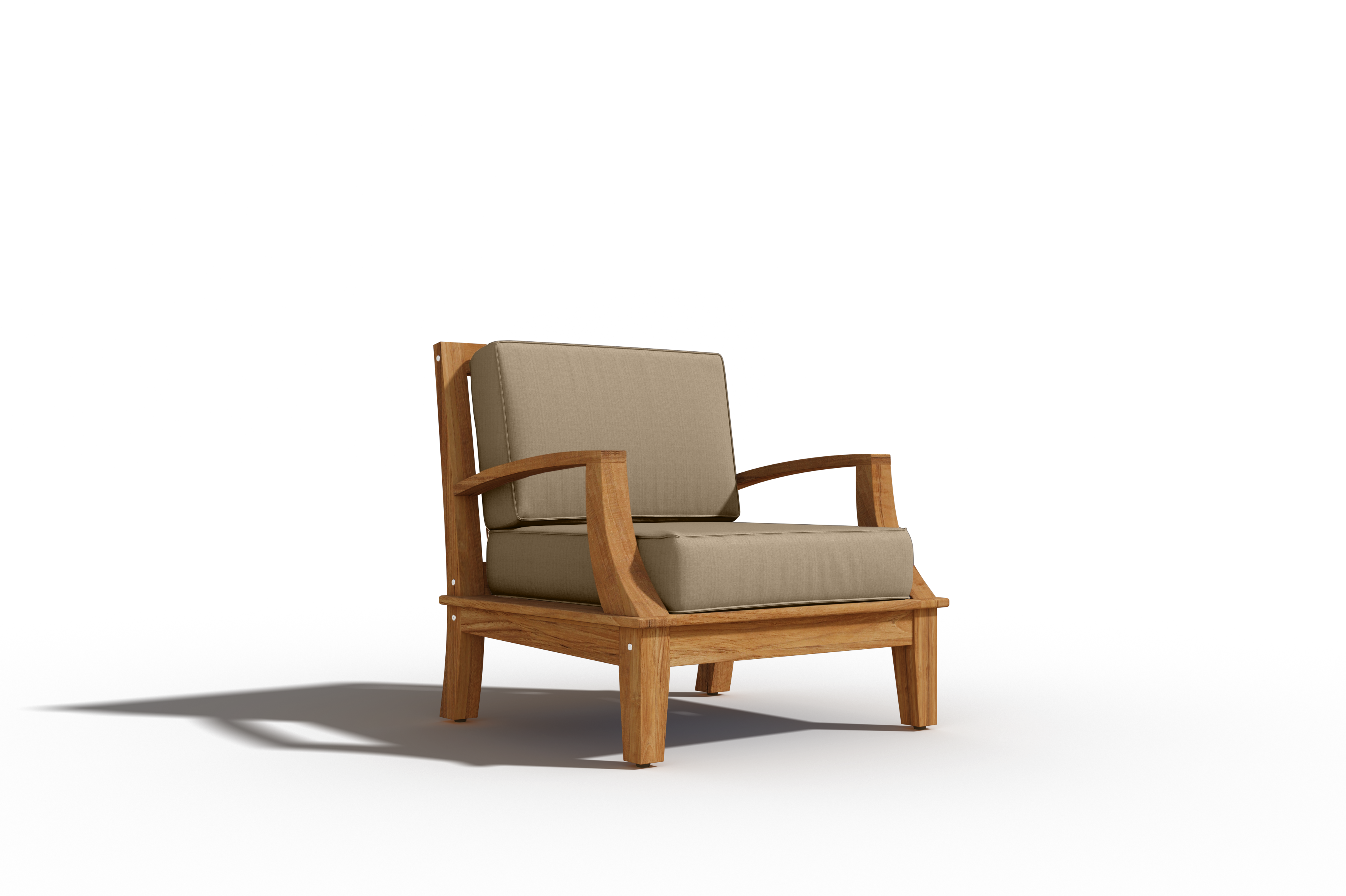 Premium Eliane Teak Outdoor Club Chair with Sunbrella Fawn Cushion - Weather-Resistant Patio Furniture for Garden, Poolside & Deck Relaxation