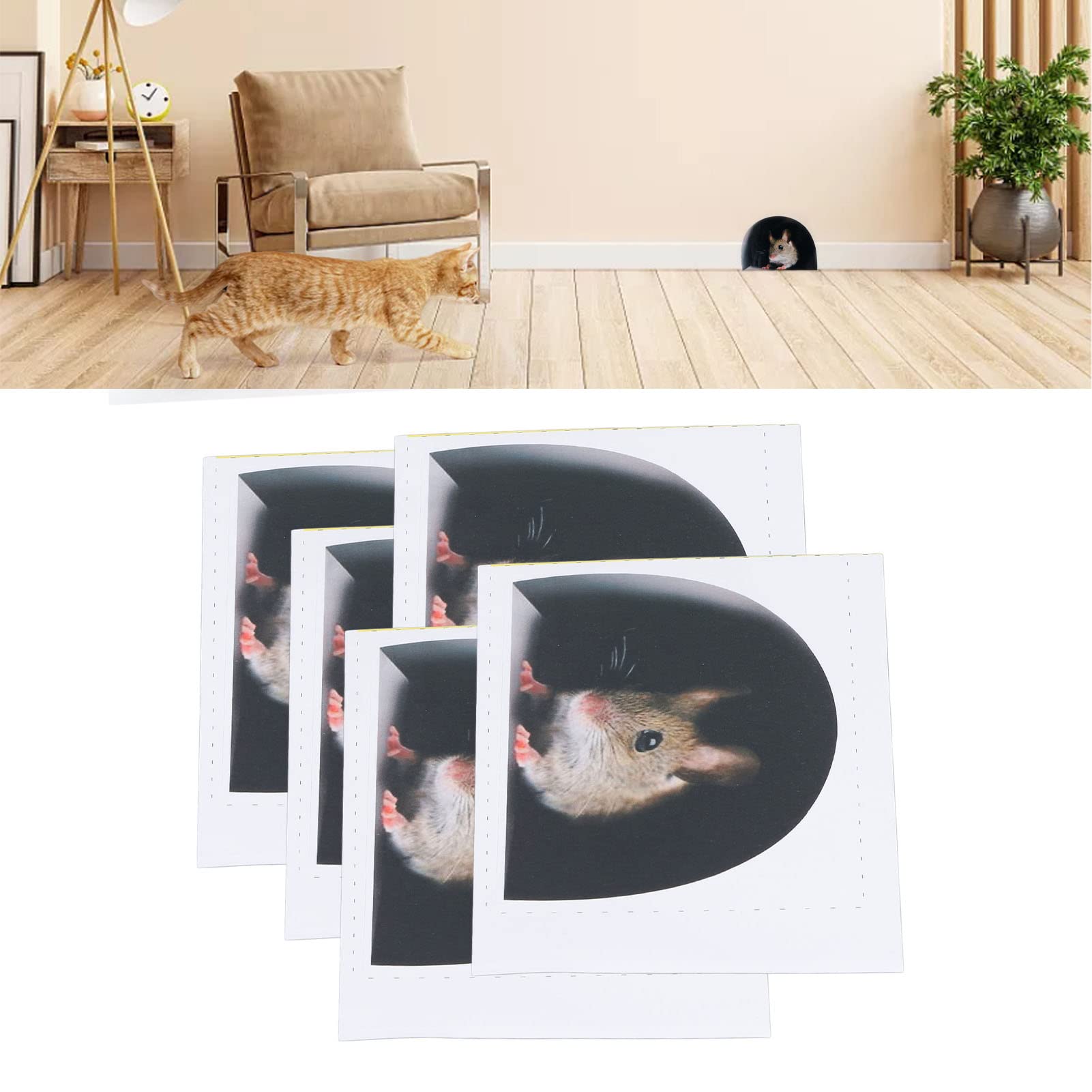 20PCS Cute Cartoon Mouse Hole Wall Stickers - Self-Adhesive Decals for Skirting Boards, Furniture & Kitchen Decor - Fun Home Decoration for Kids Rooms, Playrooms & Themed Parties