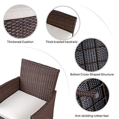 Walsunny 4-Piece Outdoor Patio Furniture Set - All-Weather Rattan Wicker Chairs for Backyard, Porch, Garden, Poolside & Balcony - Indoor/Outdoor Use (Brown) - Perfect for Relaxing, Entertaining & Lounging