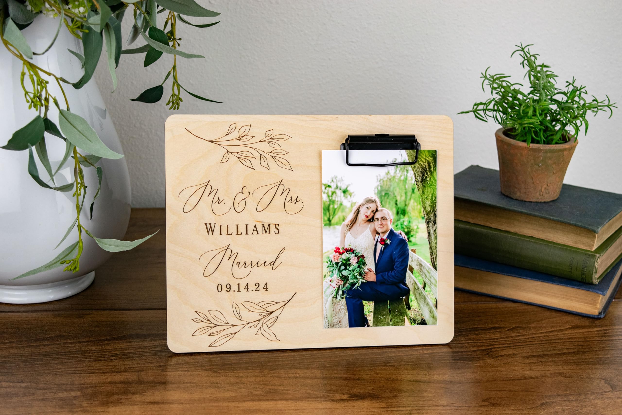 Handmade Personalized Wedding Picture Frame - Custom Engraved Anniversary Gift for Couples, Newlyweds & Bridal Shower - Perfect for Home Decor, Wedding Albums & Romantic Keepsakes