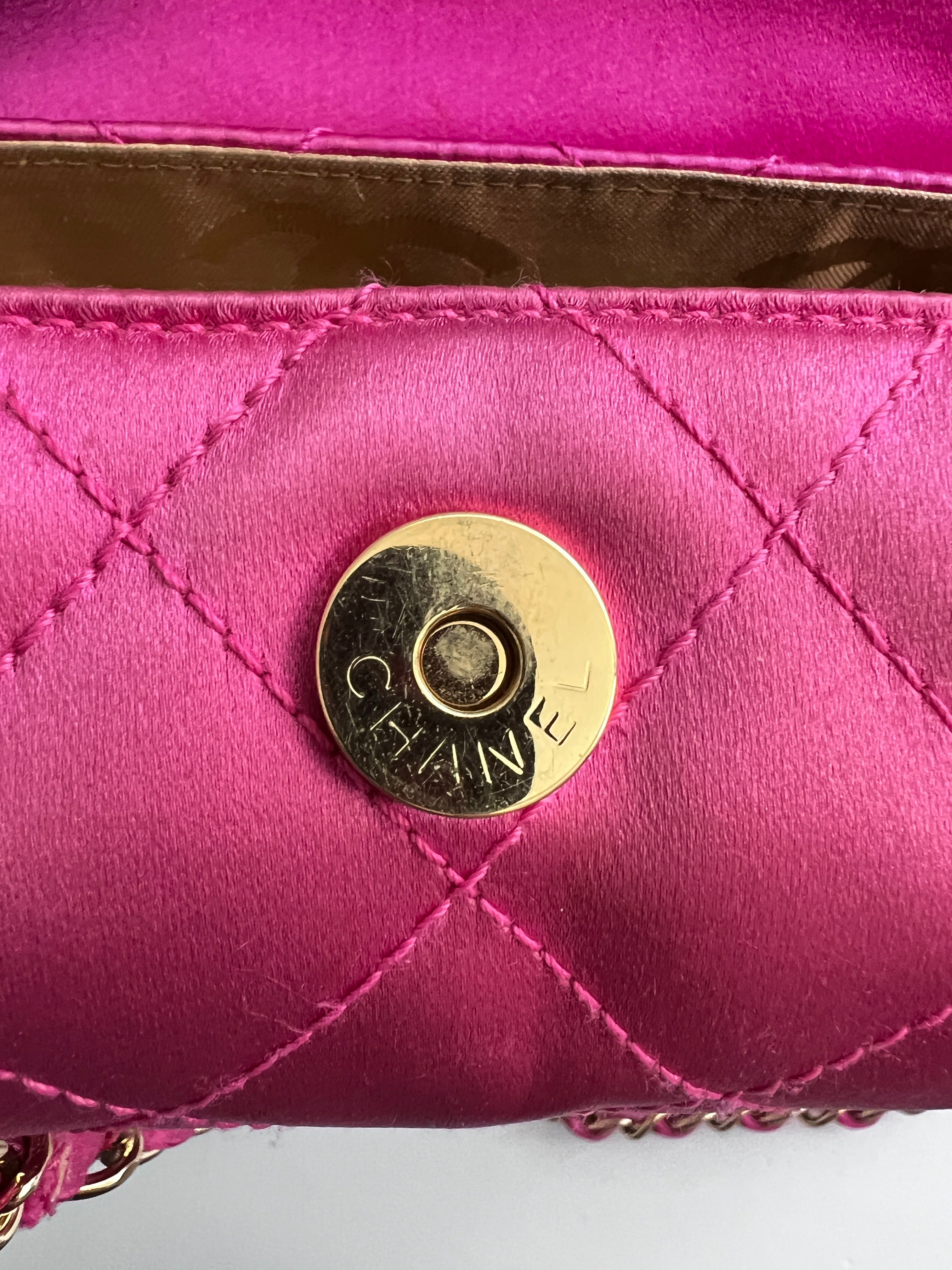 Vintage Chanel Pink Satin Mini Bag - Luxury Crossbody Purse for Women, Elegant Evening Clutch, Perfect for Parties, Weddings & Special Occasions