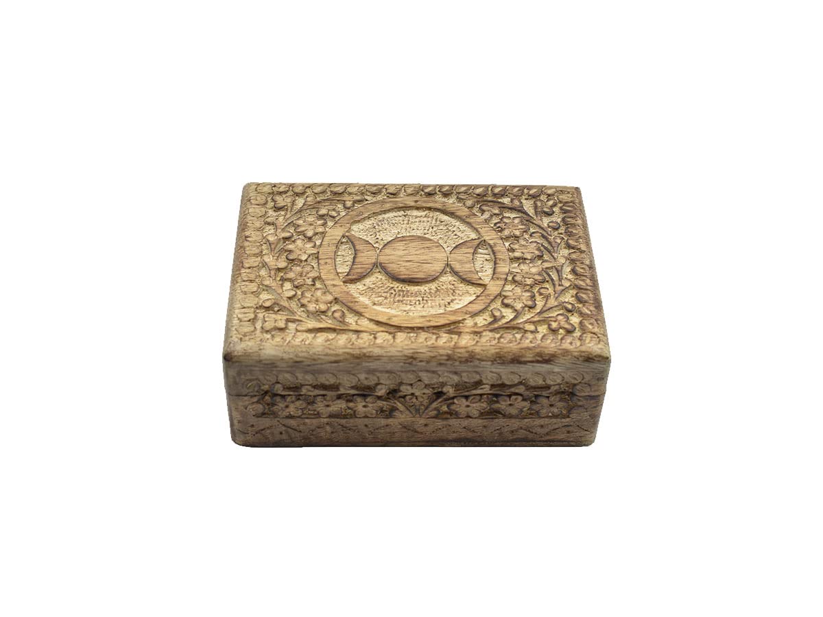 Hand Carved Wooden Jewelry Box with Floral Design - Keepsake Organizer for Necklaces, Rings & Earrings - Perfect Gift for Women & Girls - Home Decor & Travel Storage Solution