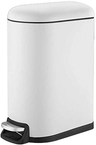 MJMJ 10L Stainless Steel Pedal Trash Can - White, Creative Garbage Bin for Bedroom, Living Room & Home Office - 31x20x41cm Household Waste Basket - Perfect for Kitchen, Bathroom & Office Spaces
