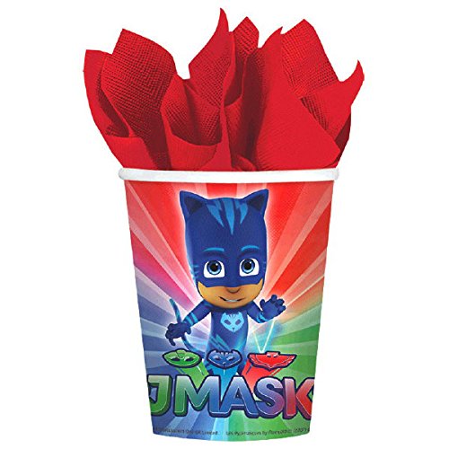 PJ Masks MEGA Deluxe Birthday Party Pack for 16 - Plates, Napkins, Cups, Table Cover, Candles & Balloons - Kids Superhero Themed Party Supplies for Birthdays & Celebrations