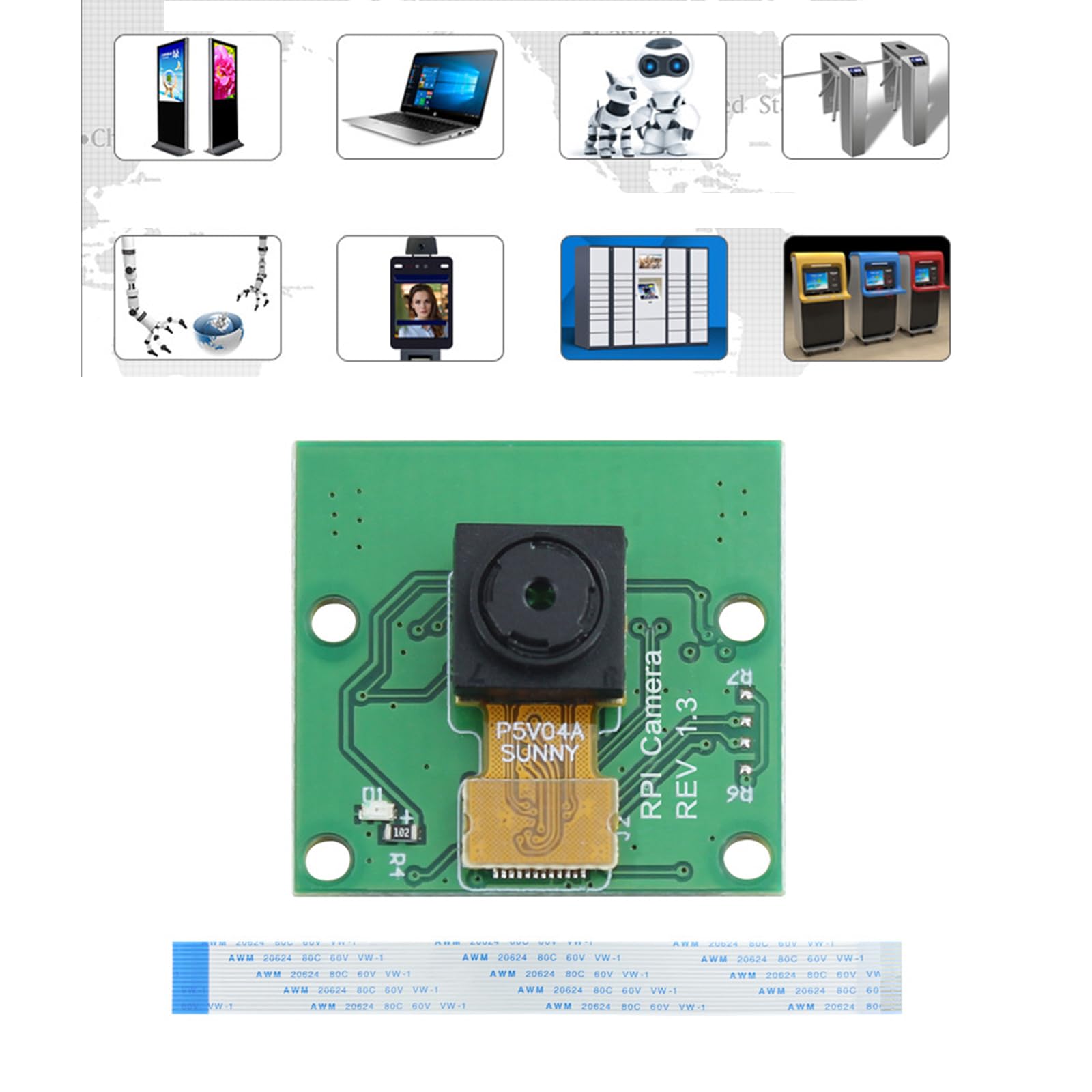 5MP Camera Module for Raspberry Pi 2/3/4/B+ with Cable - 1080p HD Webcam, 2592x1944 Resolution, 3.4mm Lens - Perfect for DIY Projects, Video Surveillance, and Live Streaming