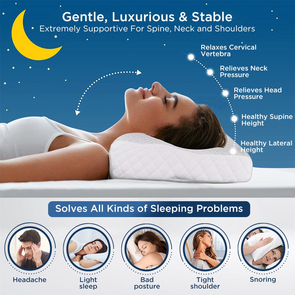 Dr Trust USA Orthopedic Cervical Memory Foam Pillow for Neck Pain Relief & Spine Alignment - Small Size - Perfect for Side Sleepers, Back Pain Sufferers & Post-Surgery Recovery