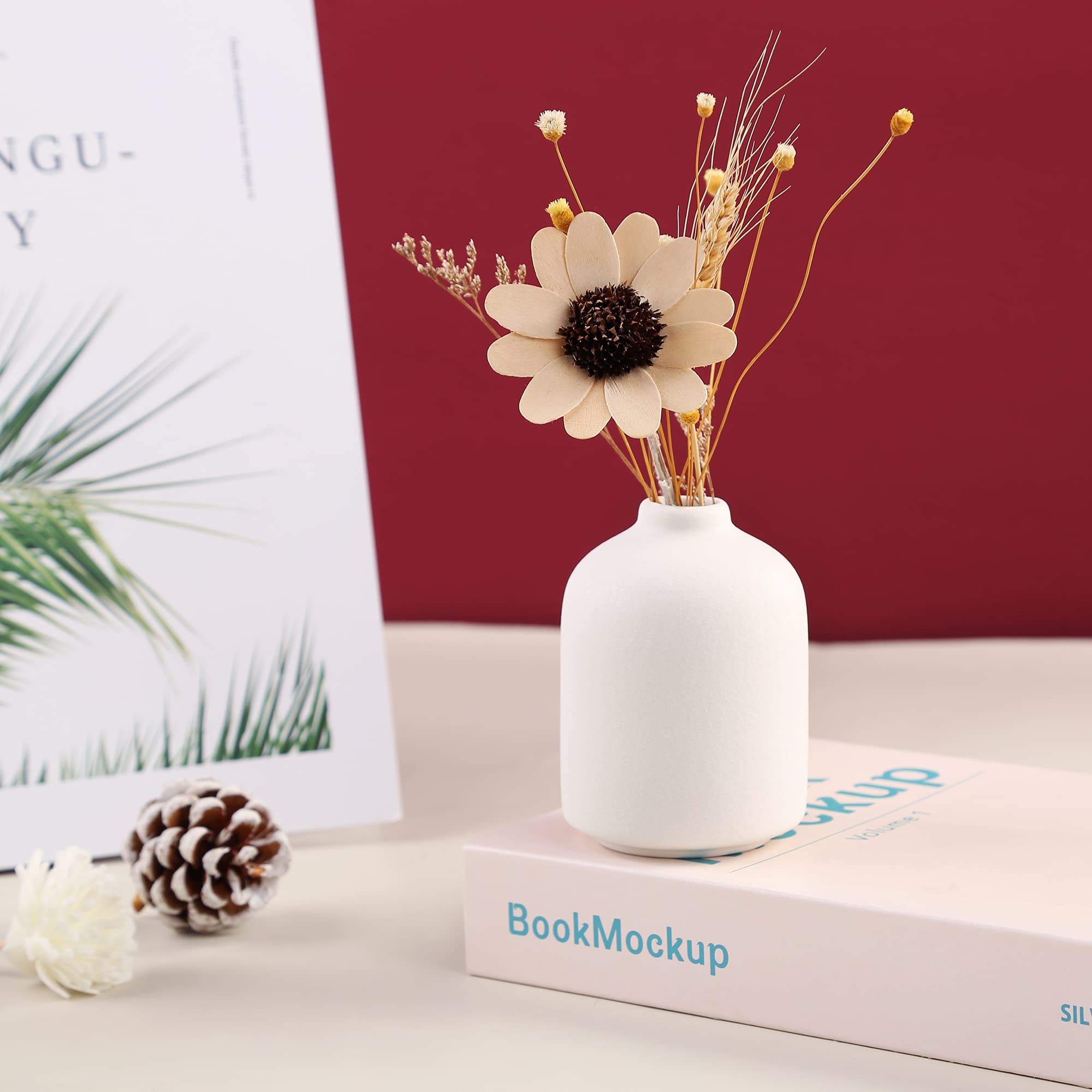 White Ceramic Vase for Home Decor - Elegant Dried Flower Vase & Living Room Centerpiece - Perfect for Flower Arrangements, Interior Design, and Photography Props | Ideal for Weddings, Dining Tables, and Modern Home Styling