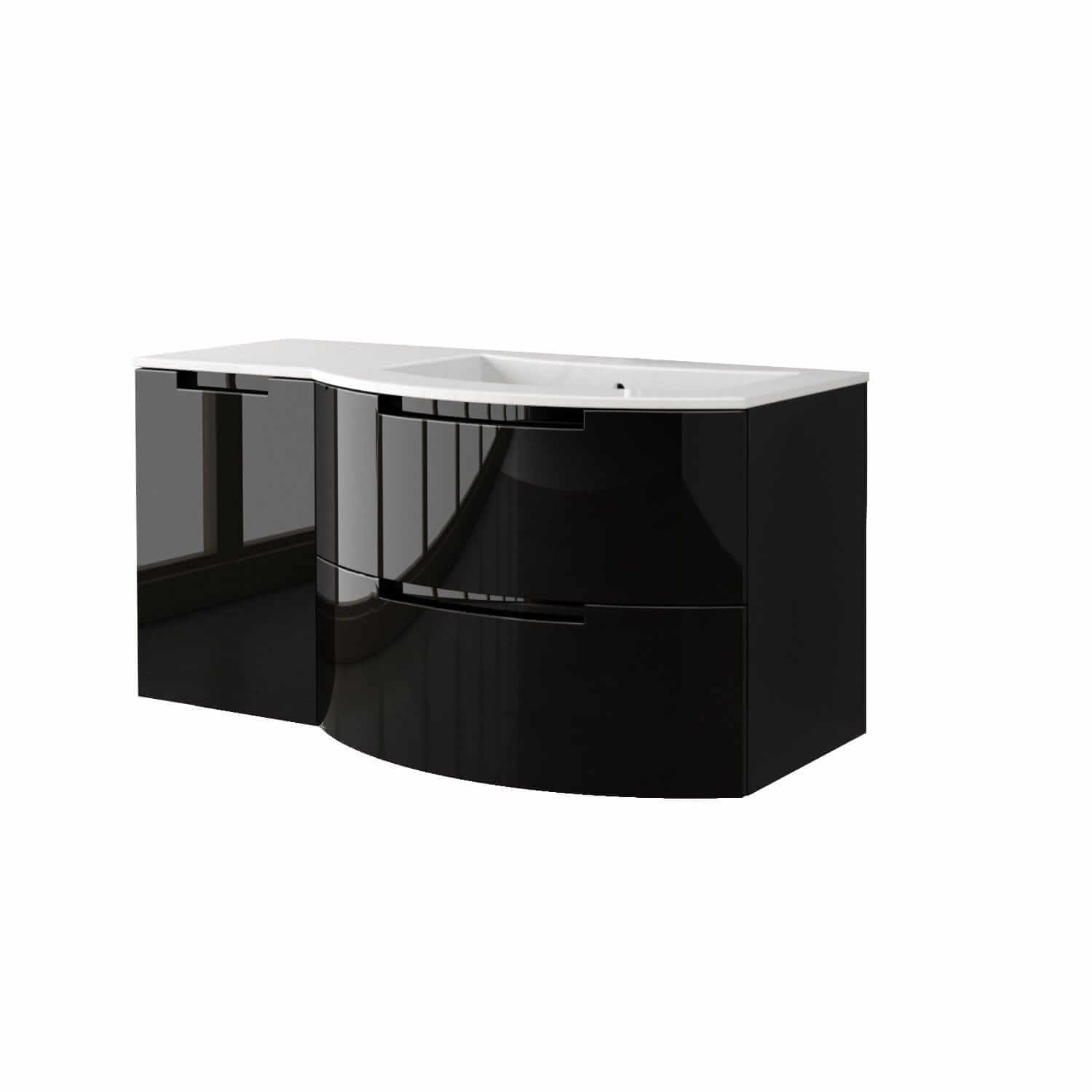 Modern Wall Mounted Vanity Unit with Left Side Cabinet - LATOSCANA OASI 43 Bathroom Storage Solution for Small Spaces | Perfect for Apartments & Powder Rooms