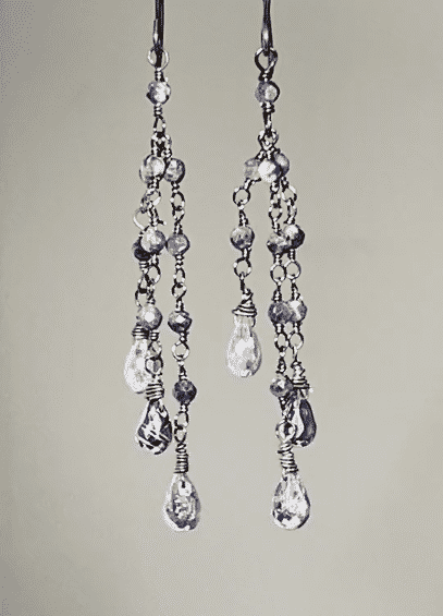 Elegant Mystic Blue Kyanite Dainty Tassel Earrings in Oxidized Silver - Perfect for Boho Chic, Wedding & Evening Occasions