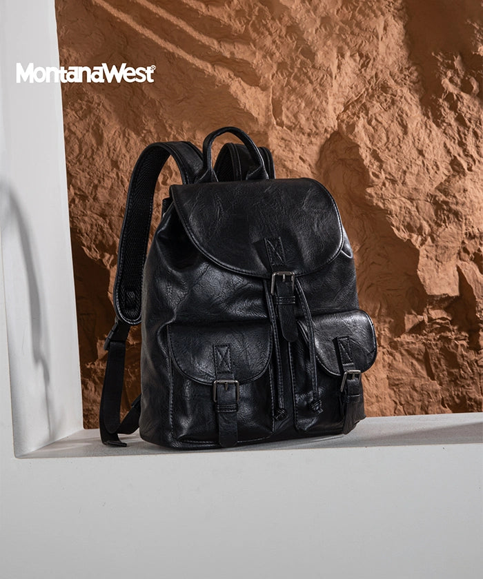 Montana West Buckle Backpack for Women - Stylish Leather Backpack Purse with Adjustable Straps - Perfect for Work, Travel & Everyday Use