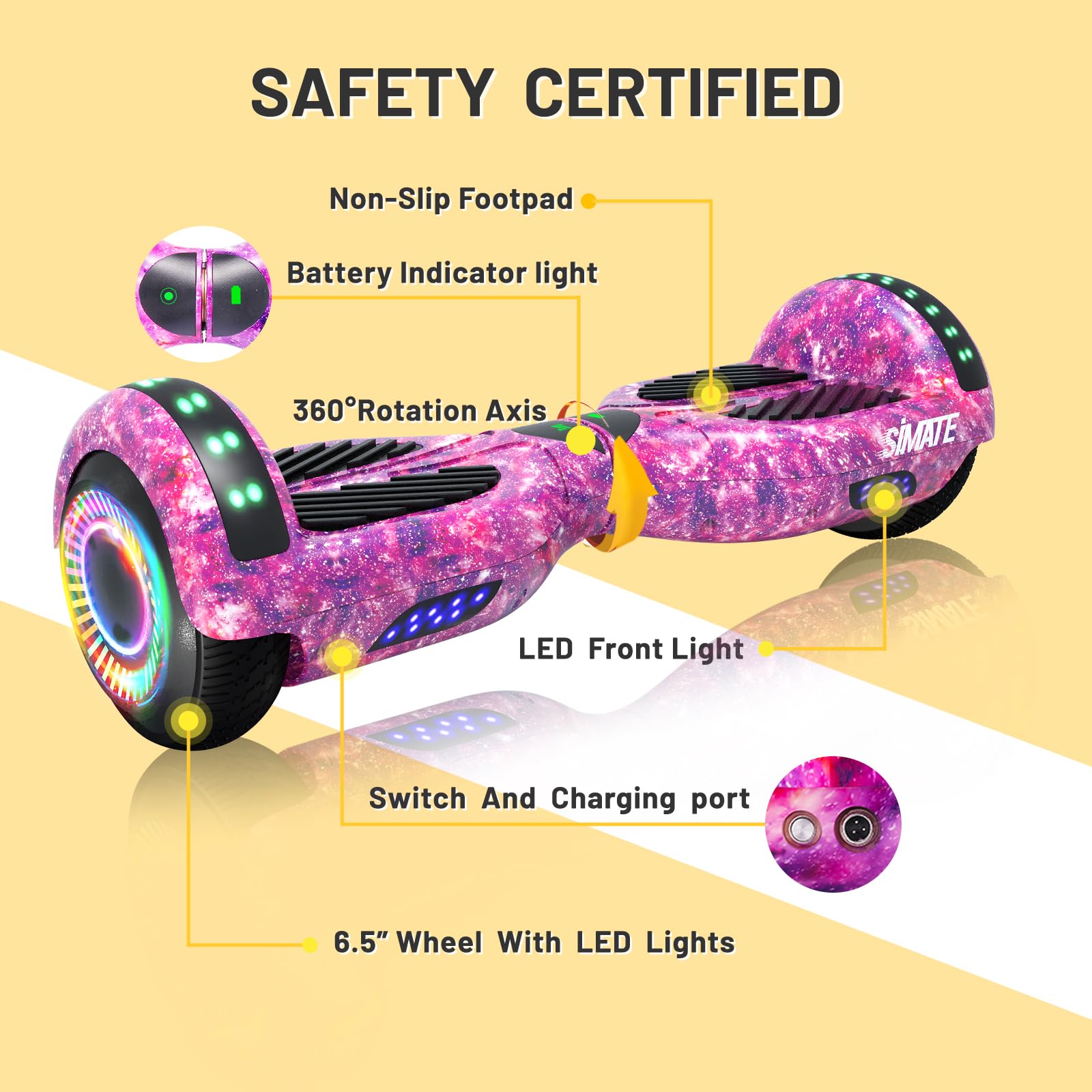 Electric Scooter with Bluetooth Speaker & Colorful LED Lights - Perfect Gift for Kids, Teens, and Adults - Great for Commuting, Outdoor Fun & Birthday Presents