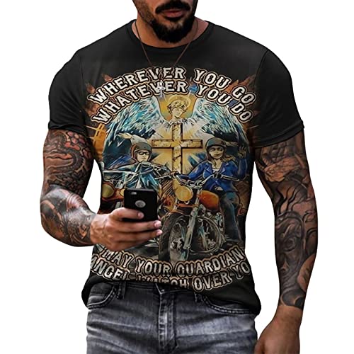 Vintage 3D Digital Print Men's T-Shirts - Summer Crew Neck Casual Short Sleeve Shirts for Streetwear, Gym, and Everyday Outfits