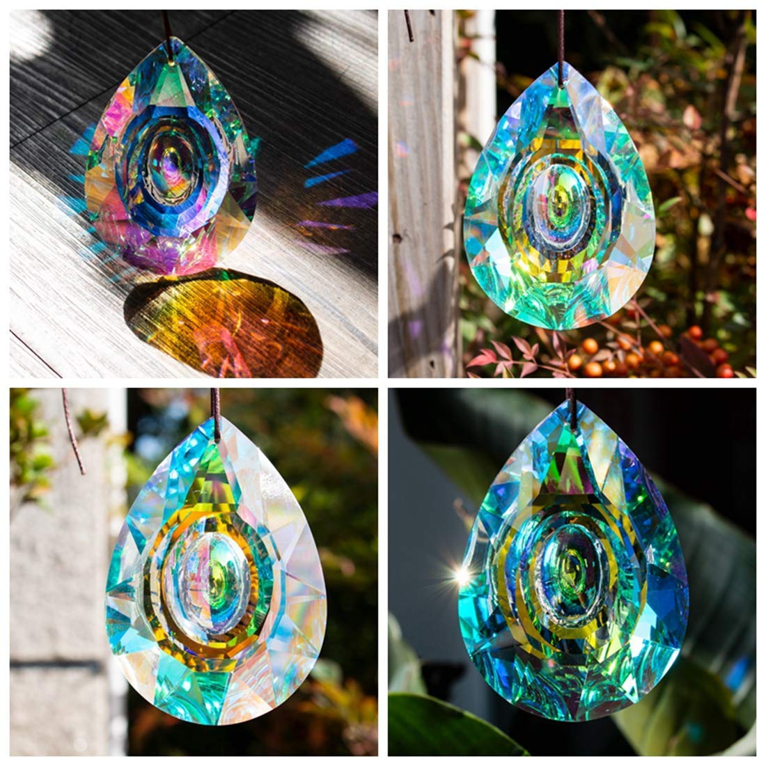 H&D HYALINE & DORA Crystal Suncatcher Rainbow Maker - Premium Hanging Window Prism Decor for Home & Office - Creates Beautiful Rainbows in Sunlight