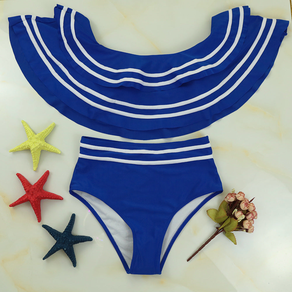 Sexy High Waist Bikini with Striped Flashing Design - Perfect for Beach Parties, Poolside Lounging & Summer Vacations