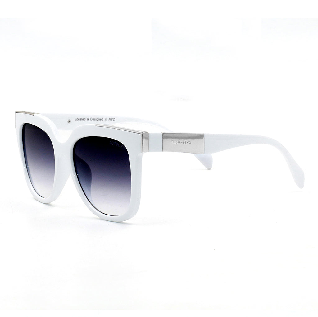 Coco White Frame Faded Black Lens Wayfarer Sunglasses - Classic Retro Style UV Protection Shades for Men & Women - Perfect for Beach, Driving, and Outdoor Activities