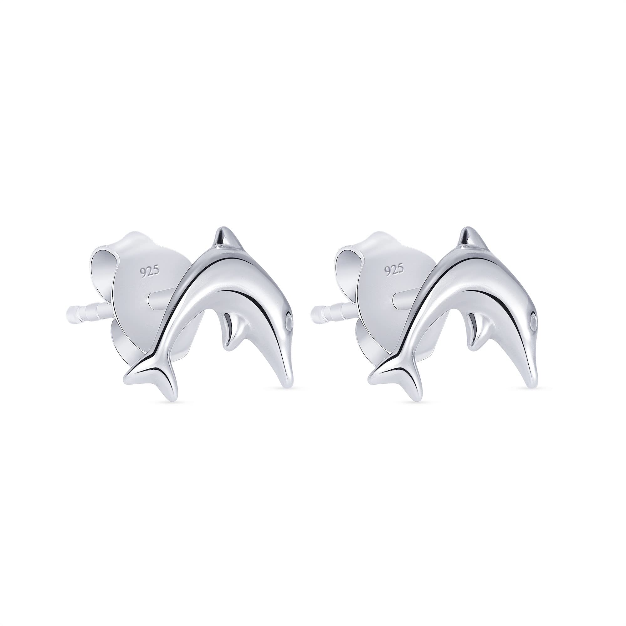 925 Sterling Silver Dolphin Stud Earrings for Women & Teens - Hypoallergenic Cute Animal Jewelry - Perfect Birthday Gift & Everyday Wear for Girls, Teens & Women