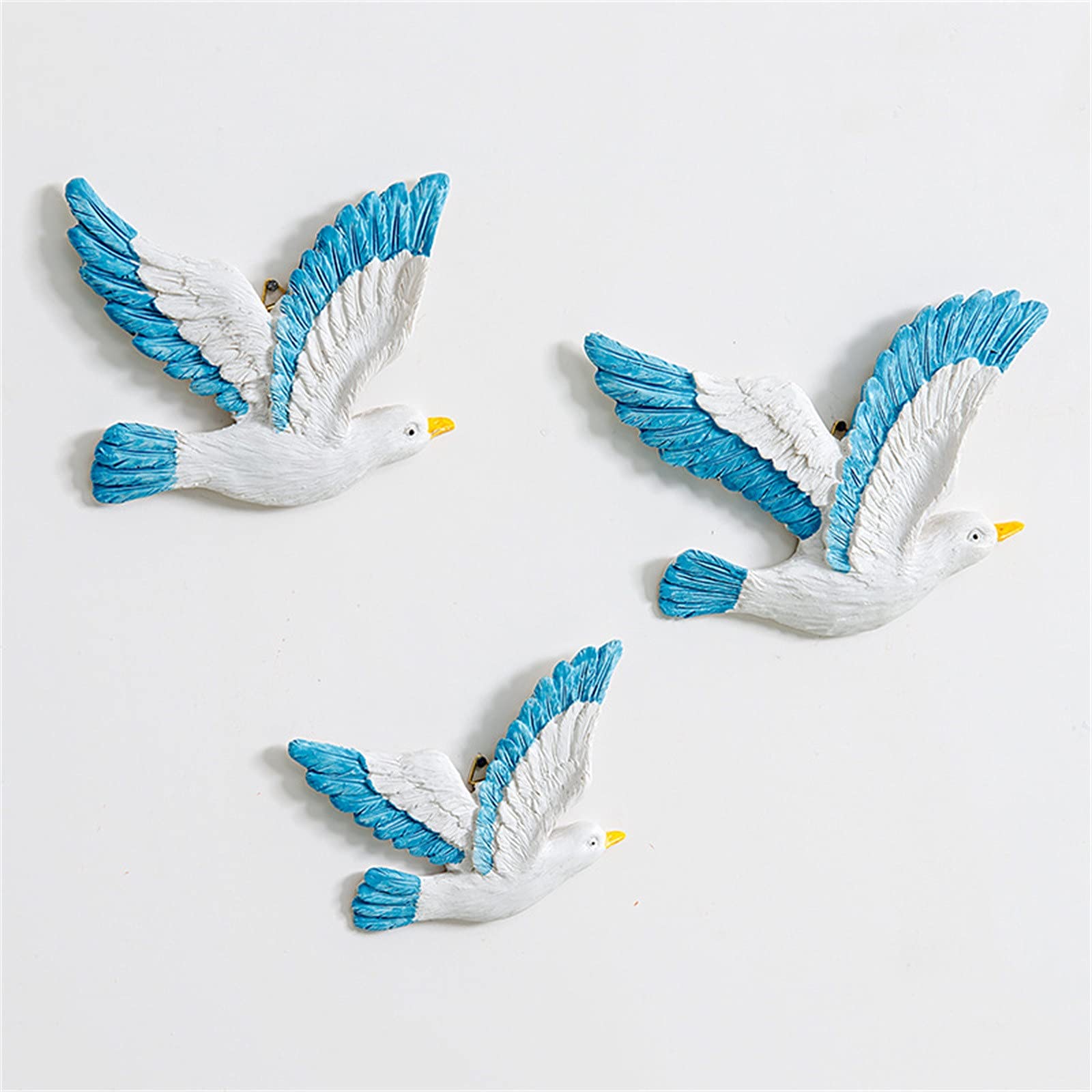 3 Pcs Mediterranean Seagulls Wall Decor - Resin Nautical Seagull Wall Hangings - Coastal Seabird Wall Plaques for Beach Theme Bedroom & Living Room - Perfect for Nautical, Coastal & Beach House Decor