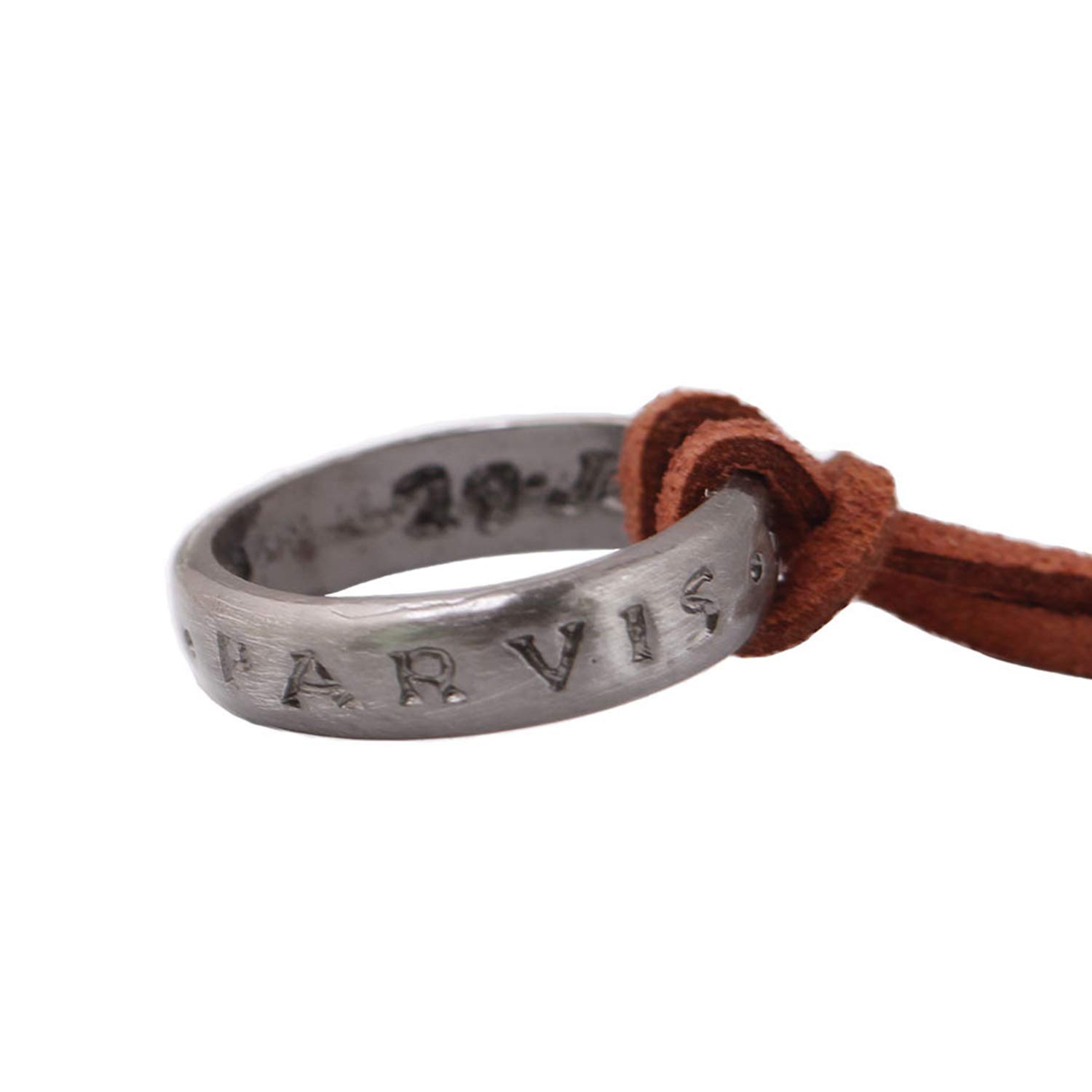 Unisex Uncharted 4 Nathan Drake Ring Pendant Necklace - Adjustable Brown Leather Chain - Perfect for Cosplay, Gaming Events & Adventure-Themed Gifts