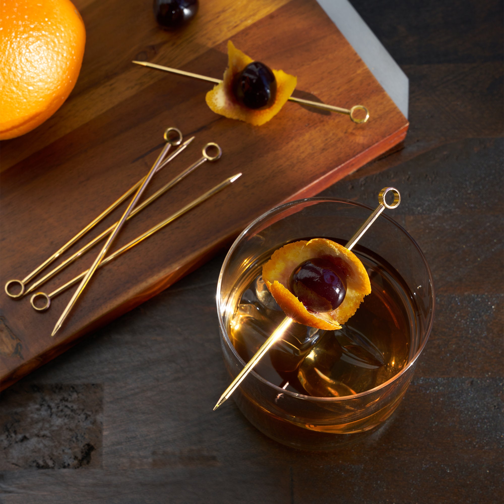 Belmont Stainless Steel Cocktail Picks Set of 6 - Elegant Drink Garnish Tools for Martini, Olive, Fruit Skewers - Perfect for Home Bars, Parties & Cocktail Making