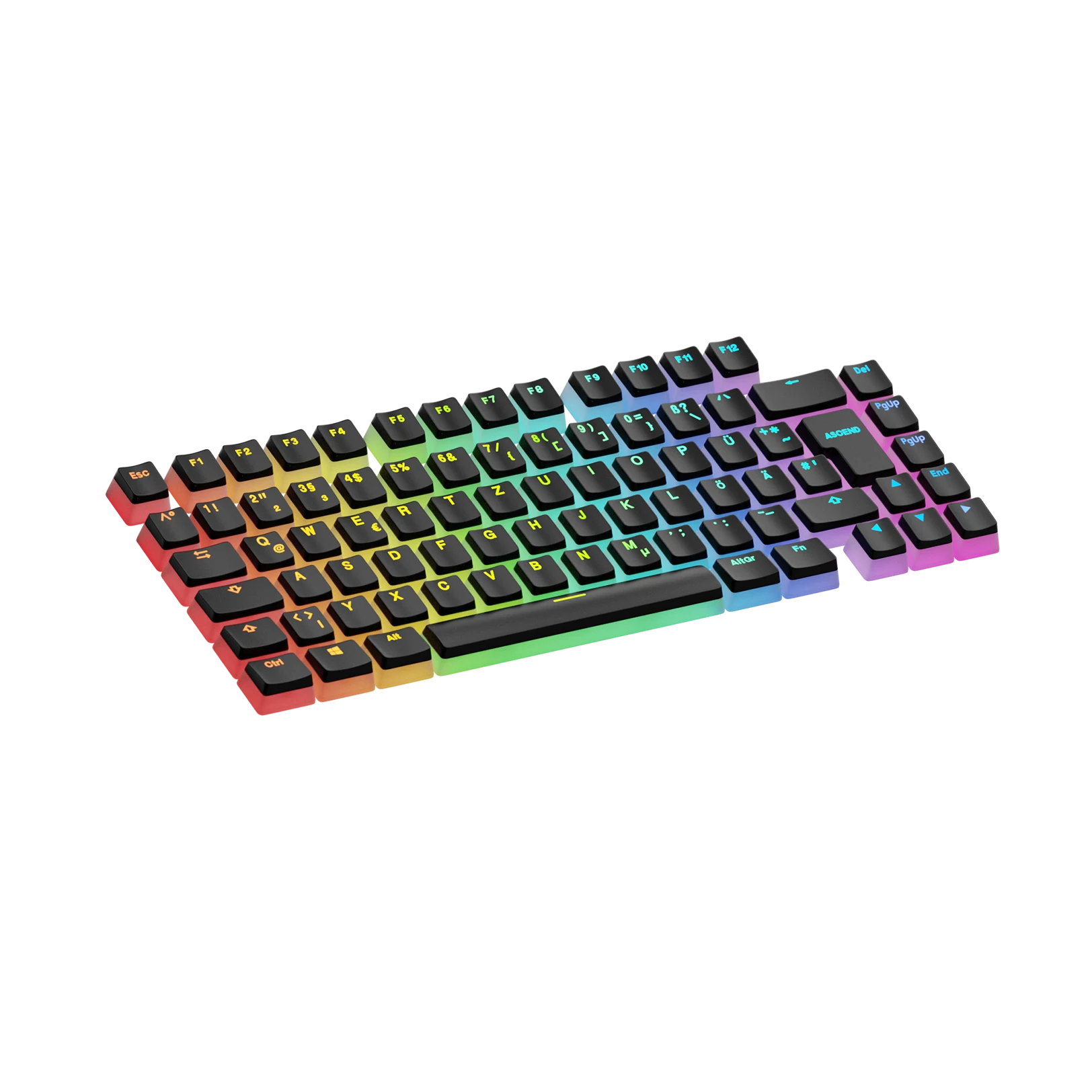 Aura V3 Black Keycaps for Mechanical Keyboards - Premium PBT Keycap Set for Gaming & Typing (DE Layout) - Perfect for PC Gamers & Office Work
