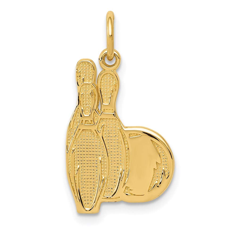 14k Yellow Gold Bowling Pendant - Black Bow for Jewelry Gifts