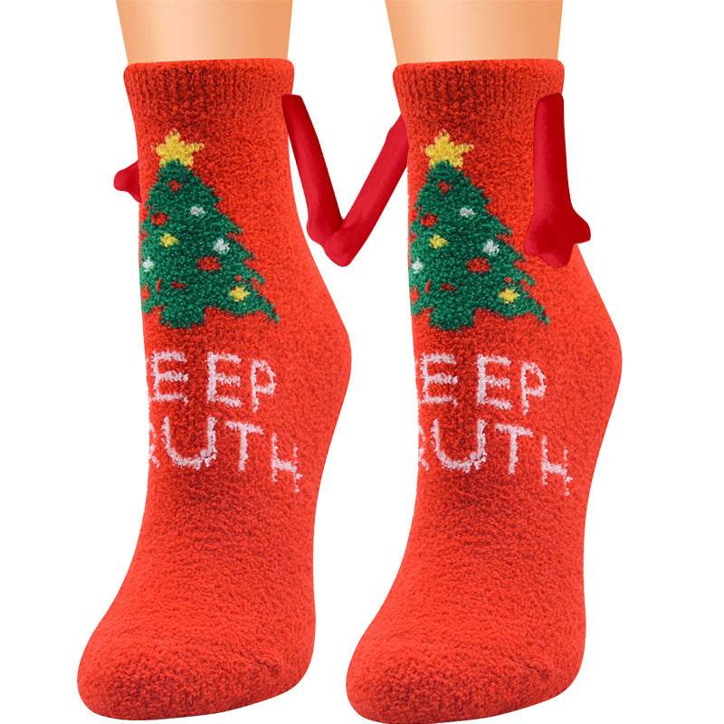 Hand In Hand Magnetic Christmas Socks - Festive Holiday Socks for Couples & Families - Perfect for Christmas Gifts, Stocking Stuffers & Winter Home Decor